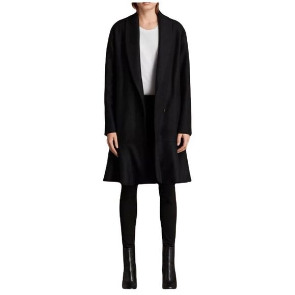 All Saints Jackets & Blazers - Allsaints Grace Black Italian Wool Blend Coat Size XS